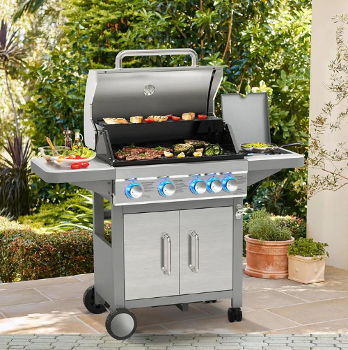 Grill USA 4-Burner Stainless Steel Propane Gas Grill With Infrared Side Burner